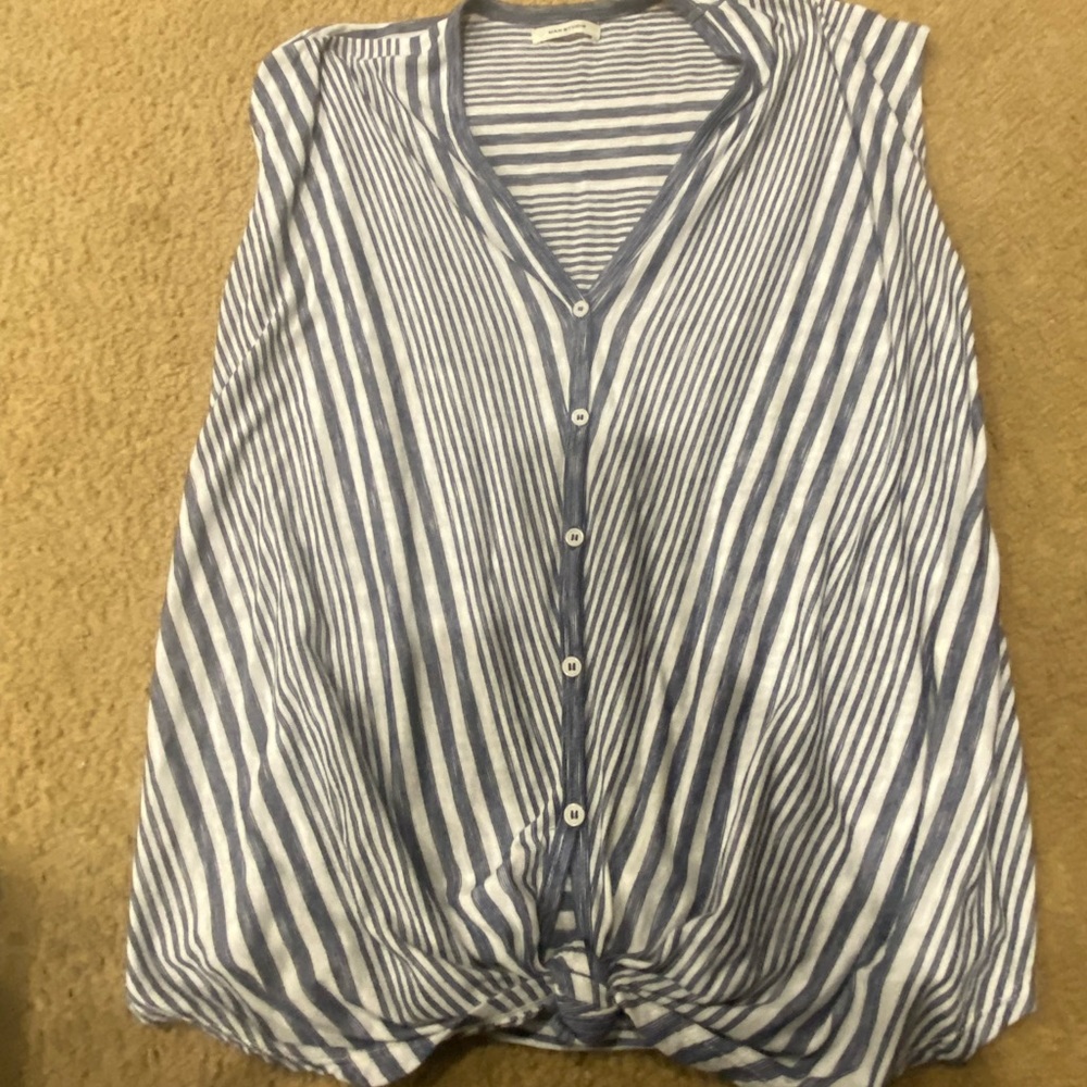 Max studio blue and white stripes sleeveless shirt size large